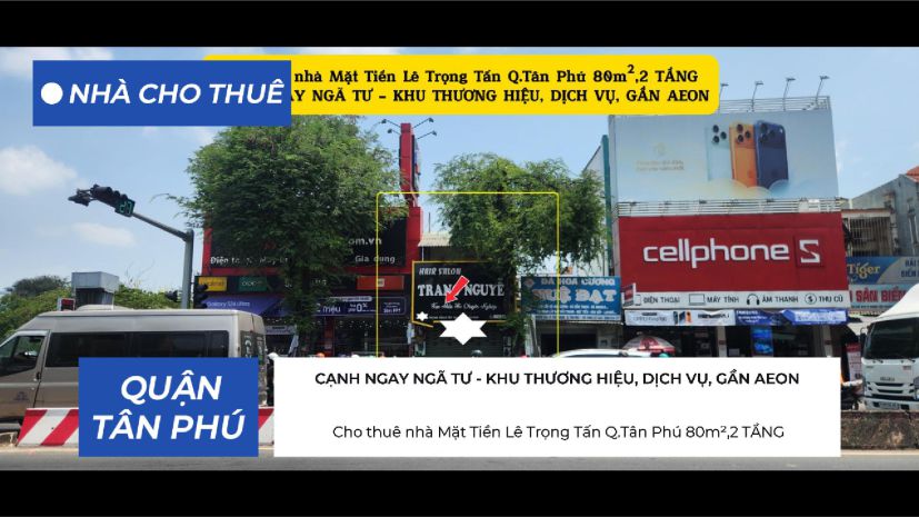 Cho thuê nhà mặt tiền lê trọng tấn q.tân phú 80m²,2tầng - 7378145
