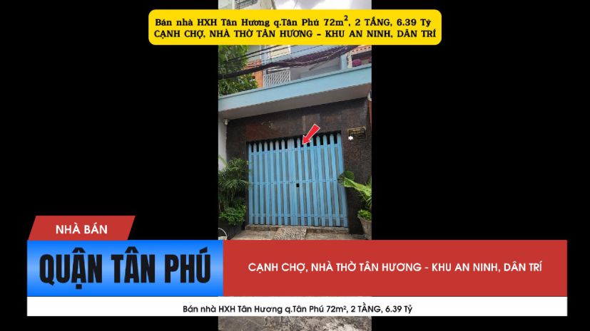 Bán nhà hxh tân hương q.tân phú 72m², 2tầng,6.39 tỷ - cạnh 7381310