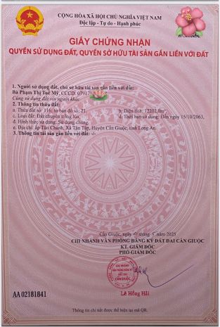 Siêu phẩm đất mặt tiền 826d  tân tập, long hậu 7387092