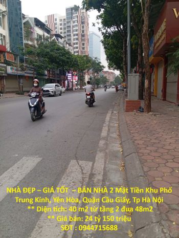 Nhà đẹp  giá tốt   bán nhà 2 mặt tiền khu phố trung kính, 7392543