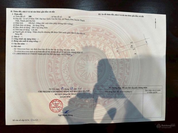 Cắt lỗ! 100m tái định cư đại học qg vị trí đẹp kinh doanh, 7393968