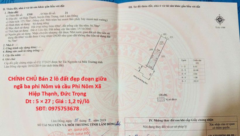 Chính chủ bán 2 lô đất đẹp đoạn giữa ngã ba phi nôm và cầu 7415214