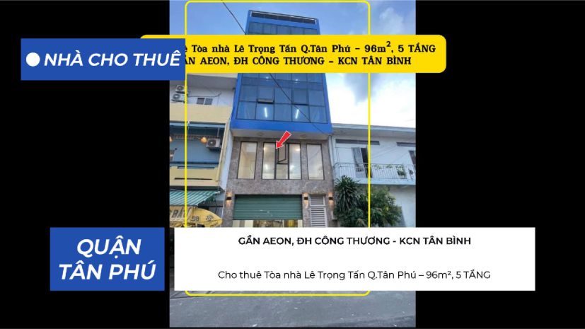 Cho thuê tòa nhà lê trọng tấn q.tân phú 96m²,5tầng, ngang 7419174