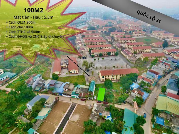Mặt quốc lộ 21 diện tích 100m cách ngã 4 hoà lạc 2km chính 7419620