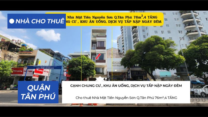 Cho thuê nhà mặt tiền nguyễn sơn q.tân phú 76m²,4tầng - 7423155