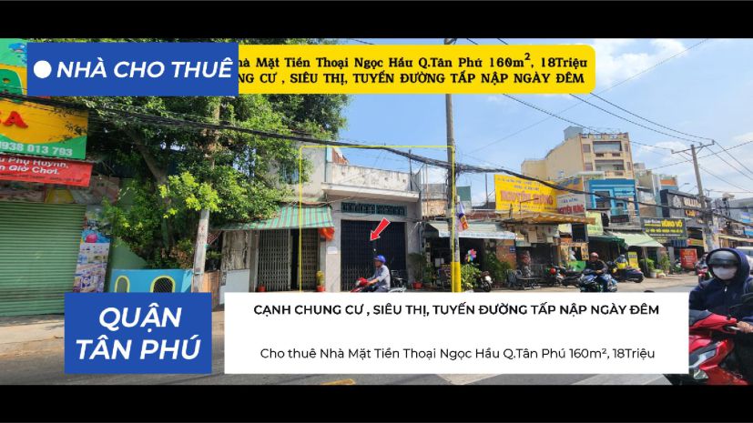 Cho thuê nhà mặt tiền thoại ngọc hầu q.tân phú 160m², 7427037
