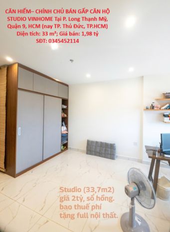 Căn hiếm chính chủ bán gấp căn hộ studio vinhome tại p. 7431687