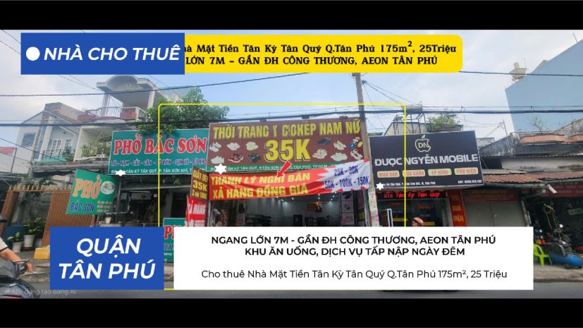 Cho thuê nhà mặt tiền tân kỳ tân quý q.tân phú 175m²,ngang 7437470