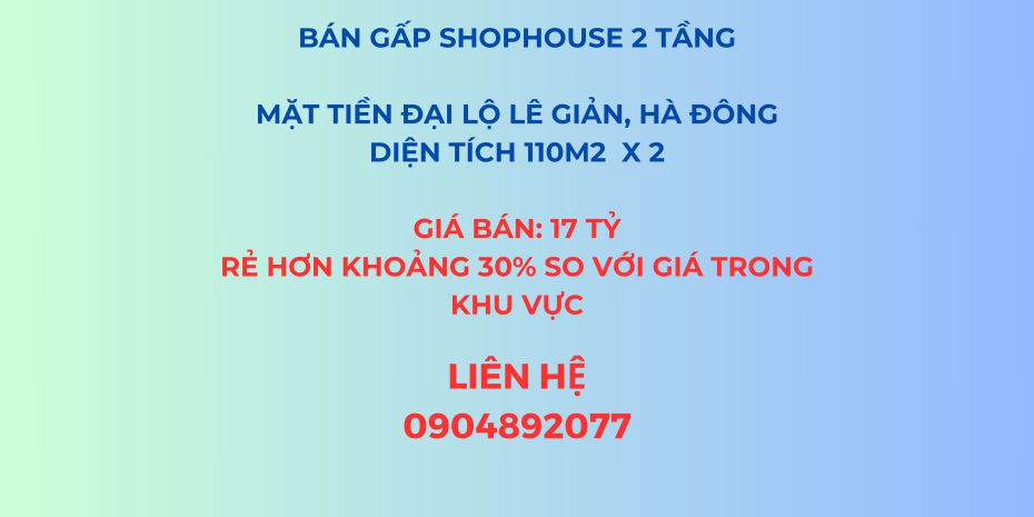 Bán gấp shophouse 2 tầng, rẻ hơn khoảng 30 so với giá 7455167