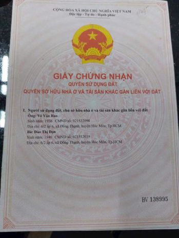Mặt tiền nguyễn thị sáng, hóc môn  ngang 7m hiếm  giá chỉ 7456949
