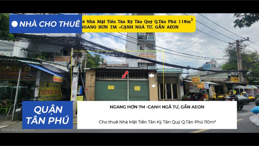 Cho thuê nhà mặt tiền tân kỳ tân quý q.tân phú 110m², cạnh 7462197