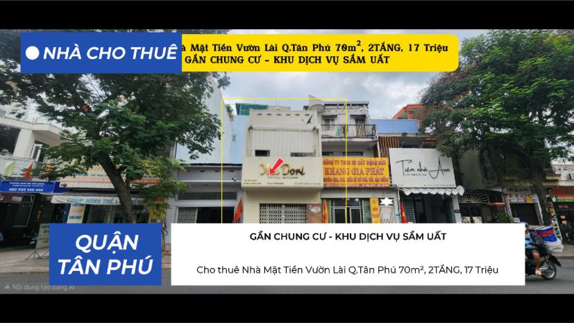 Cho thuê nhà mặt tiền vườn lài q.tân phú 70m², 2tầng, 7465335