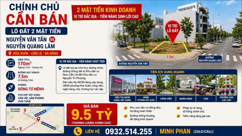 Chính chủ bán lô đất 2 mt nguyễn văn tấn vs nguyễn quang 7466247