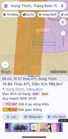 Bán đất tại ấp an bình, đường d20, xã hưng thịnh, đồng nai, 7467609