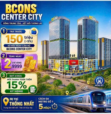 Bcons center city  tâm điểm sống, làm việc  đầu tư tại 7472581