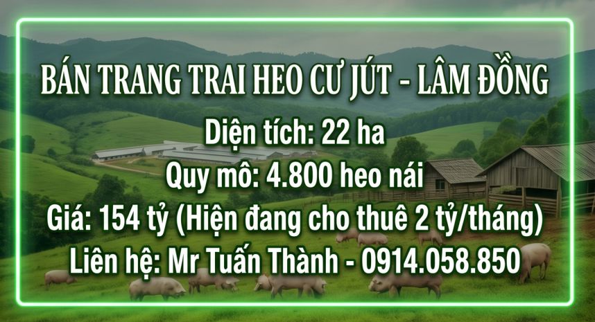 Siêu trang trại heo 22ha - thu nhập cho thuê 24 tỷnăm 7479953