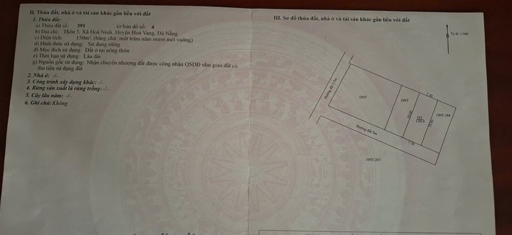 Bán đất 150m2 xã hòa ninh nay xã bà nà - tp đà nẵng 7485796