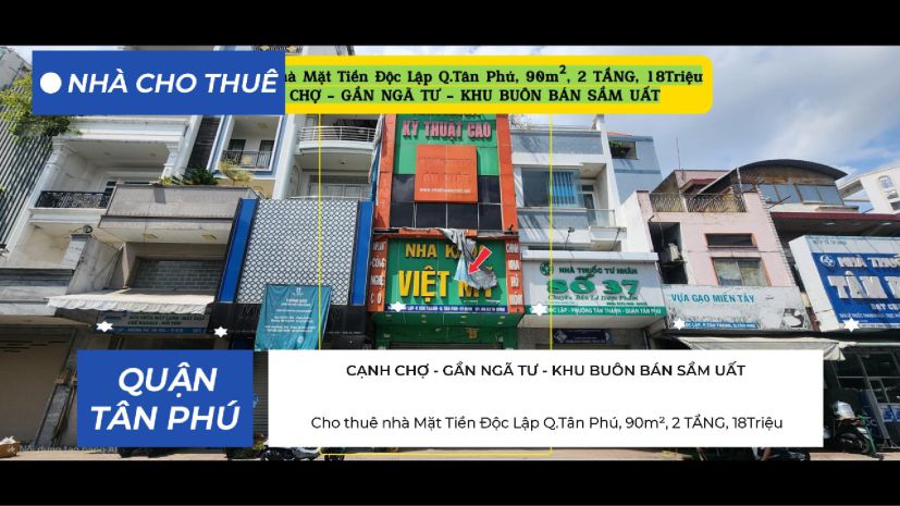 Cho thuê nhà mặt tiền độc lập q.tân phú, 90m², 2tầng, 7489125
