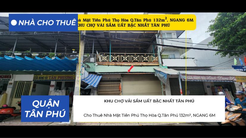 Cho thuê nhà mặt tiền khu chợ vải sầm uất q.tân phú 132m², 7507945