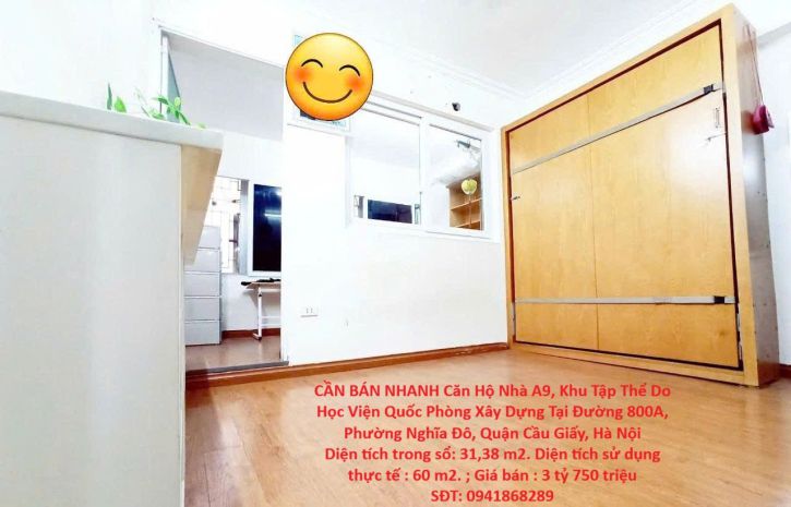 Cần bán nhanh căn hộ nhà a9, khu tập thể do học viện quốc 7513798