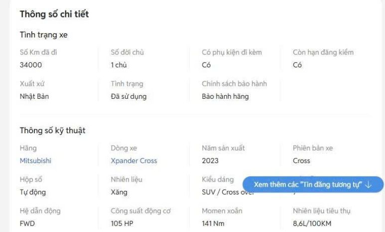 Chủ muốn lên đời xe chuyển nhượng xe xpander crosss 2023 7513990