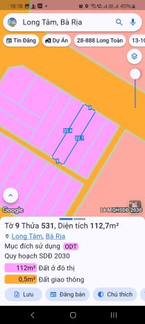 Bán đất mặt tiền đường lê chân  long tâm, bà rịa 7520558