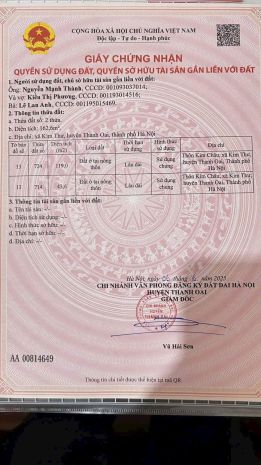 Bán lô đất thổ cư kim châu, kim thư, thanh oai, hà nội . 7520802