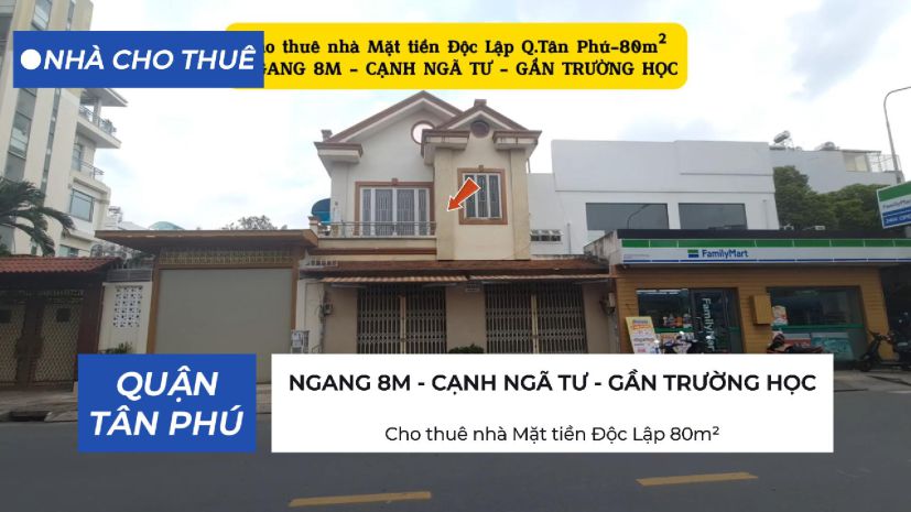 Cho thuê nhà mặt tiền độc lập 80m²,1lầu- ngang 8m - gần 7521972
