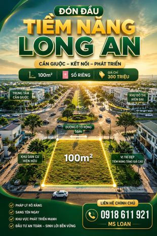 Bán gấp đất sổ riêng long an 100m² giá chỉ 300 triệu 7527683