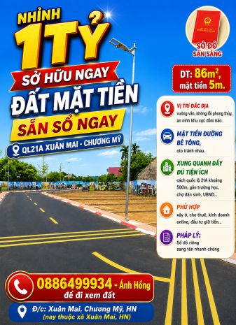 Nhỉnh 1tỷ sở hữu ngay đất mặt tiền sẵn sổ ngay ql21a xuân 7527926