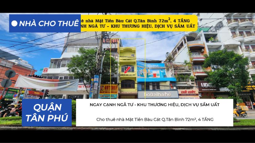 Cho thuê nhà mặt tiền bàu cát q.tân bình 72m², 4 tầng,ngay 7535697