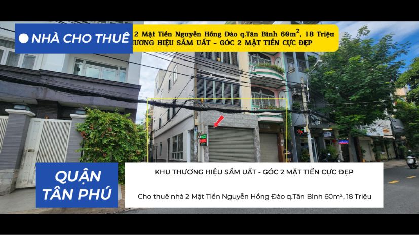 Cho thuê nhà 2 mặt tiền nguyễn hồng đào q.tân bình 60m², 18 7535698