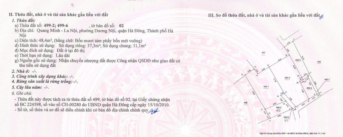 Chính chủ bán đất thổ cư  tại dương nội, hà đông, hà nội 7537289