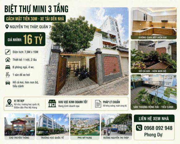 Biệt thự mini ngang 7.5m  3 tầng, xe tải đến nhà - nguyễn 7538691