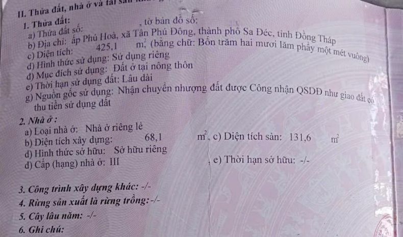 Bán đất thổ cư 425m2 đường lê hồng phong, p.tân phú đông, 7538774