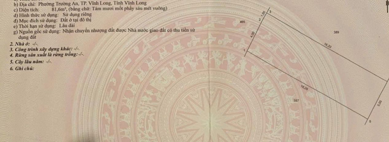 Bán gấp đất thổ cư 100 phường trường an phường long châu 7547096