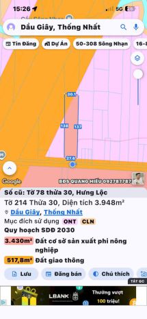 Bán đất kho xưởng  dầu giây, đồng nai 7548874