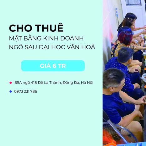 Sang nhượng hoặc  cho thuê mặt bằng đông khách  ngõ sau 7548908