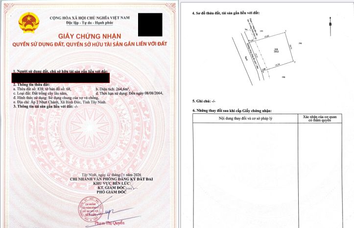 Chính chủ bán đất thổ cư  xã bình đức, tỉnh tây ninh long 7548924