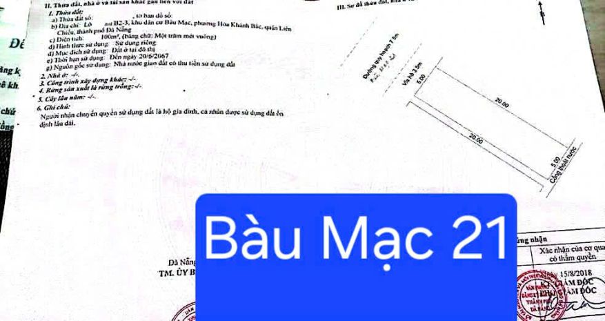 Bán đất bàu mạc 21 - kẹp lối thoát hiểm 1m bên hông 7549860
