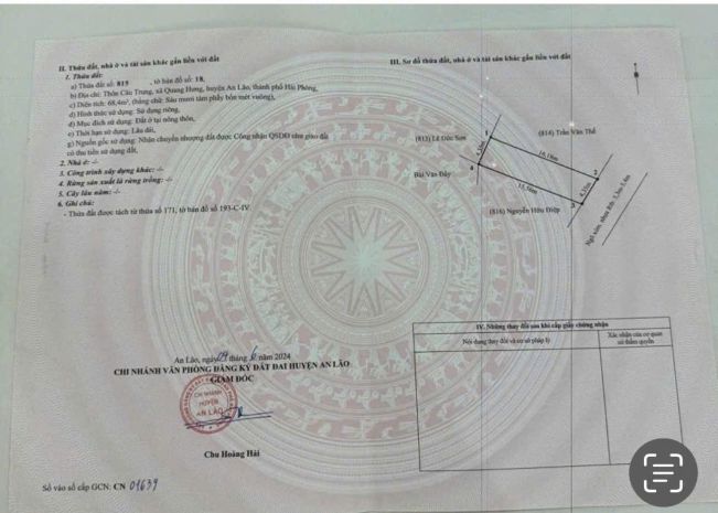 Bán đất đẹp cầu trung  an quang, an lão, hải phòng 7554412