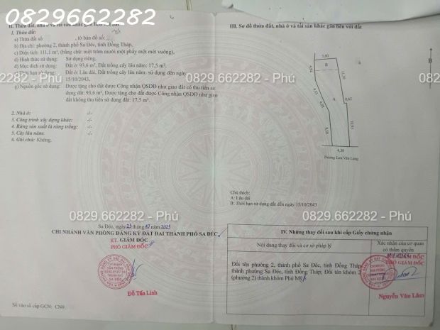 Bán nhà mặt tiền lưu văn lang p2 sa đéc. dt 111m2, 3pn, sổ 7557253