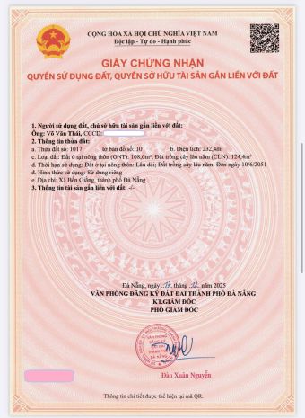 350triệu - 232mét đất thổ cư mặt tiền quốc lộ 14b - đà nẵng 7566462