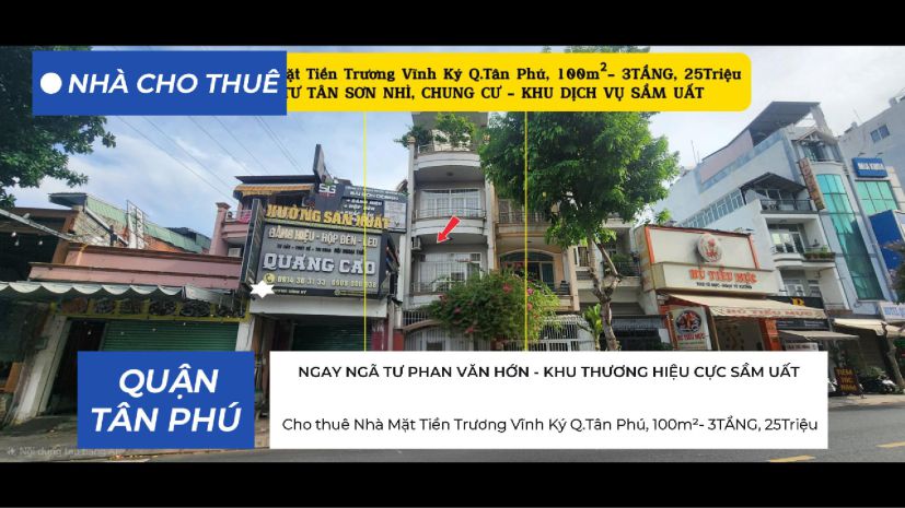 Cho thuê nhà mặt tiền trương vĩnh ký q.tân phú, 100m²- 7569384