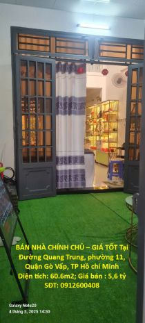 Bán nhà chính chủ  giá tốt tại đường quang trung, phường 7575131