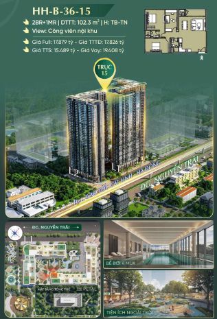 Căn 2pn+1mr 102.3m² view công viên nội khu tại hanoi 7577592