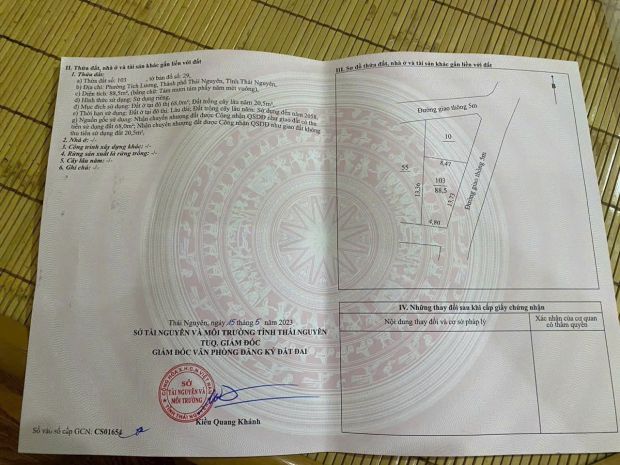 Bán gấp lô đất 2 mặt tiền  tích lương, thái nguyên 7577747