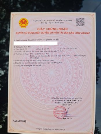 Bán đất thổ cư bình long  tp đông nai binh phươc cu 7579167