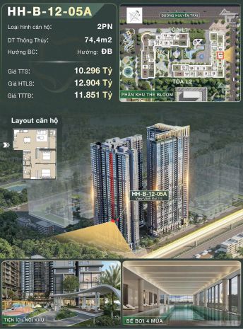 Căn hộ luxury 2pn  lumière hanoi seasons garden 7582820