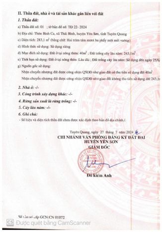 Chính chủ bán lô đất đẹp tại xã thái bình, yên sơn, tuyên 7583291